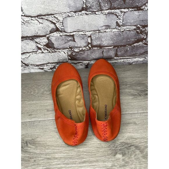 Lucky Brand Leather Emmie Orange Leather Ballet Flats Women’s Sz 8.5M US/38.5EU - Picture 7 of 16